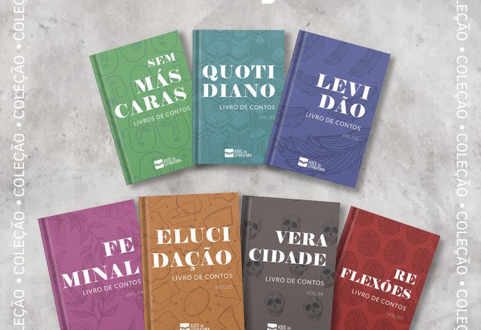 Capas da coleção de livros de contos da Ases da Literatura